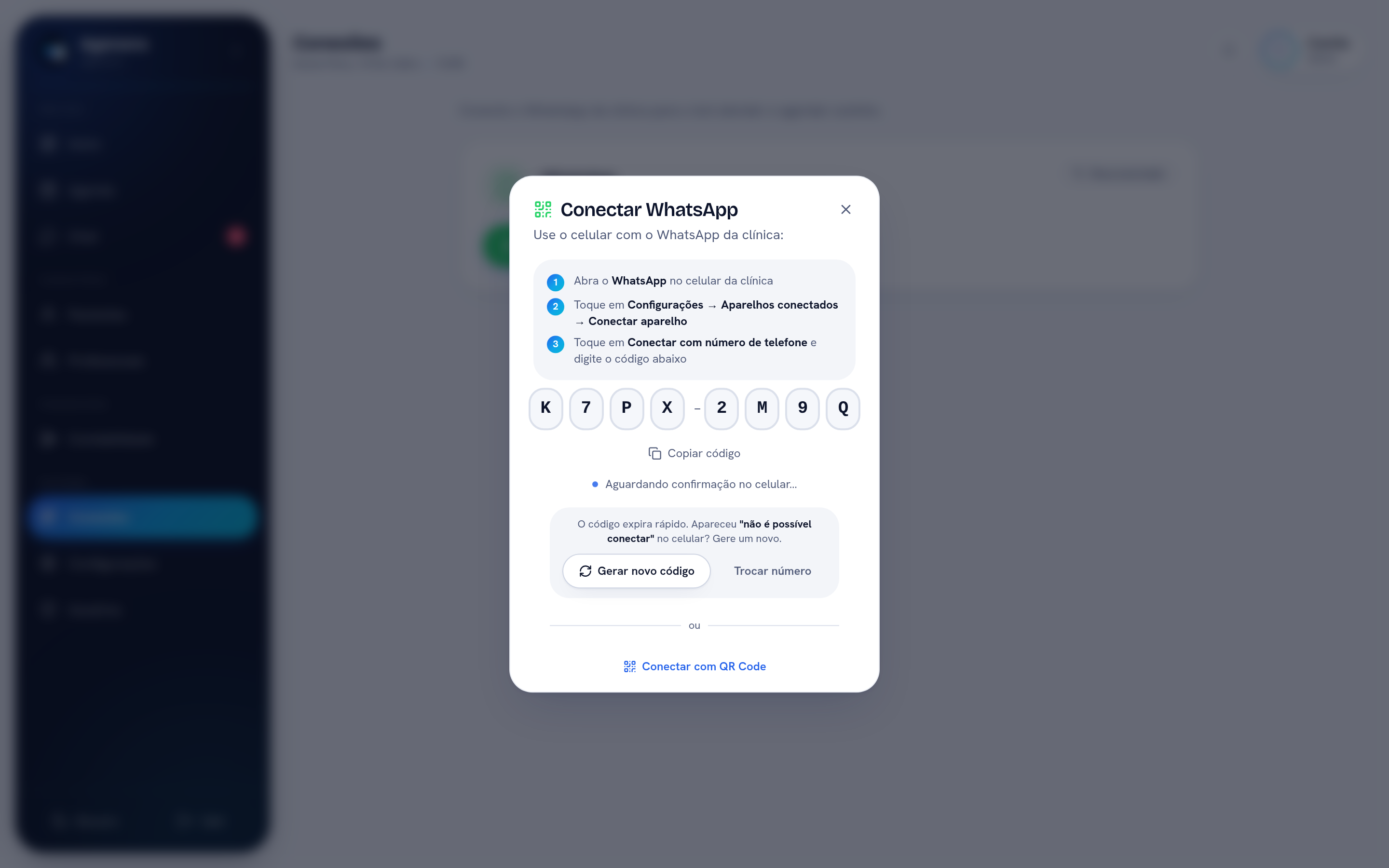 Conexão do WhatsApp por código digitado, sem QR Code
