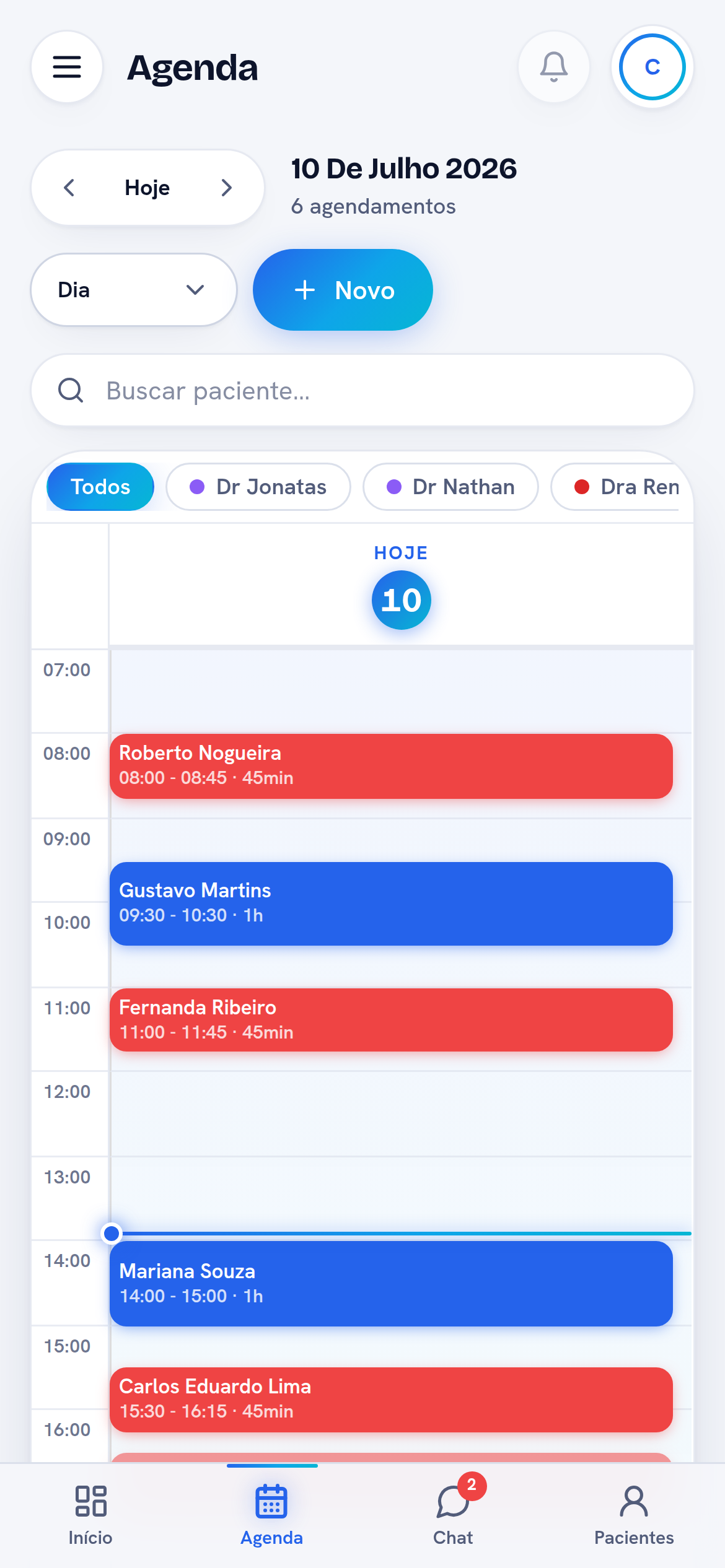 Agenda do dia no celular